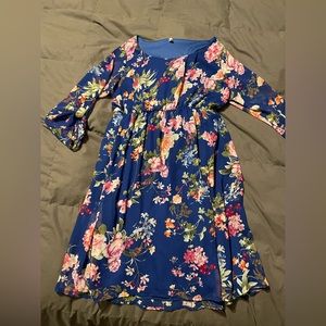 Pink blush royal blue mid dress size XL.